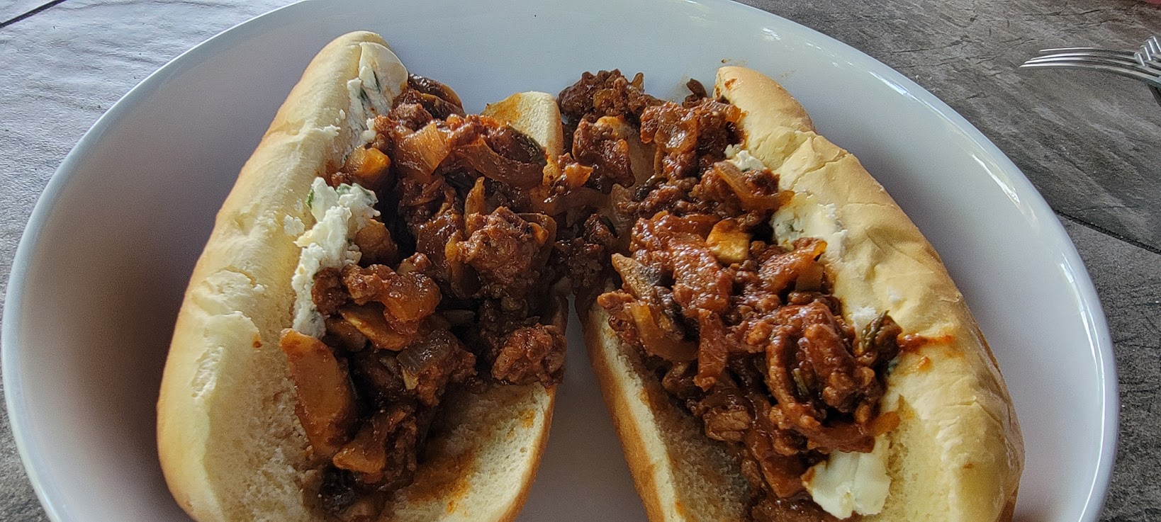 Sloppy Shroomy Joe w/Rosemary Honey Goat Cheese
